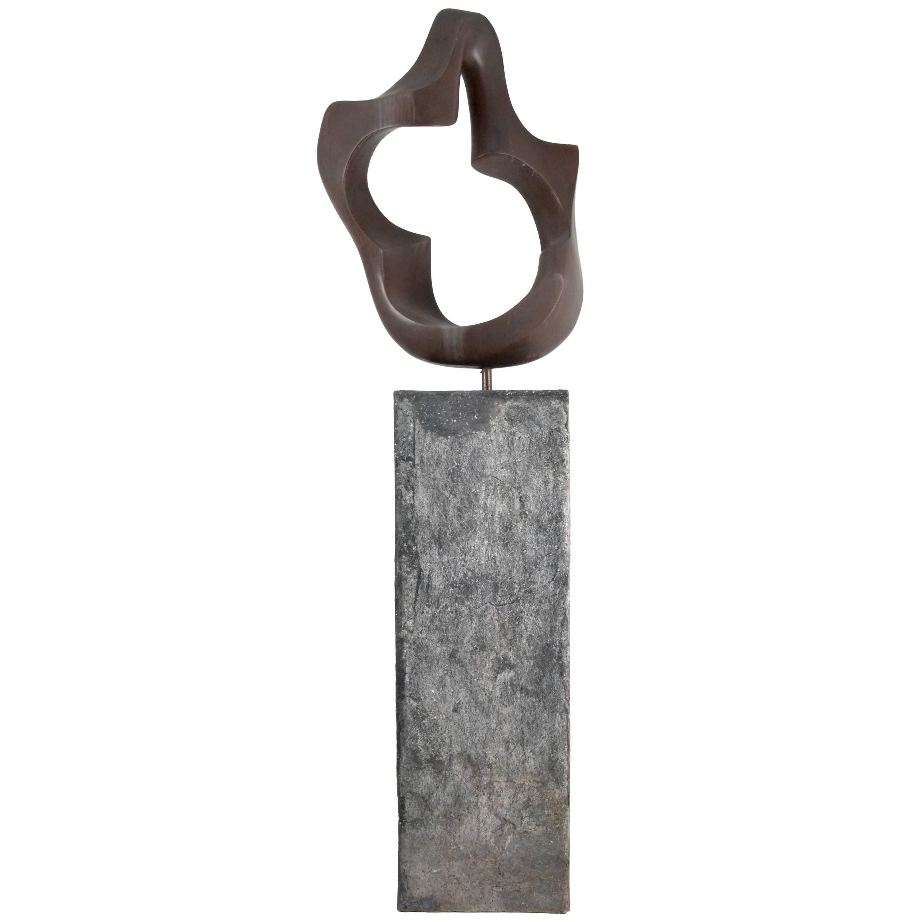 Large "Bronze" Abstract Sculpture on Stand