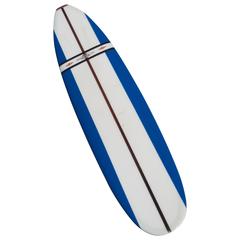 Vintage Jacobs Surfboard Fully Restored, Blue, White and Red, Early 1960s