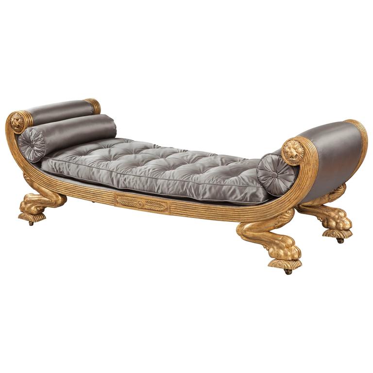 19th Century English Giltwood Regency Period Daybed in the Grecian