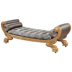 Antique 19th Century English Giltwood Regency Period Daybed in the Grecian Taste