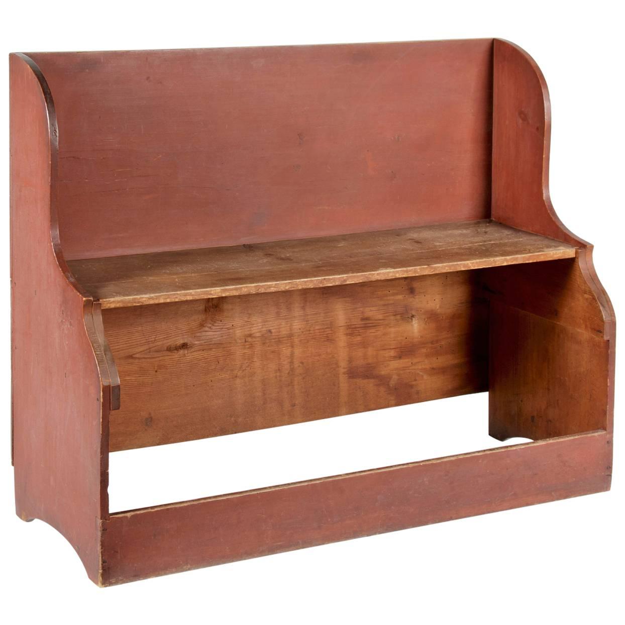 Unusual Deacons Bench/Bucket Bench in Dry Salmon Red Paint