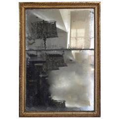 French Neoclassical Carved Giltwood Mirror, Original Mirrorplates, 19th Century