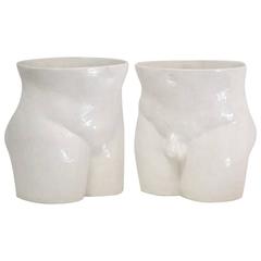 Pair of Italian Mid-Century Blanc de Chine Ceramic Vases