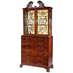 George III Mahogany Secretaire Display Cabinet 1