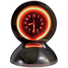 Vintage Art Deco Neon and Chrome Table Clock