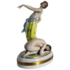Muller Volkstedt Nude Porcelain Group of Master and Slave, Neoclassical