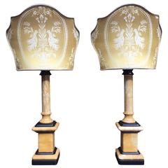 Fine Pair of Neoclassical Column Lamps