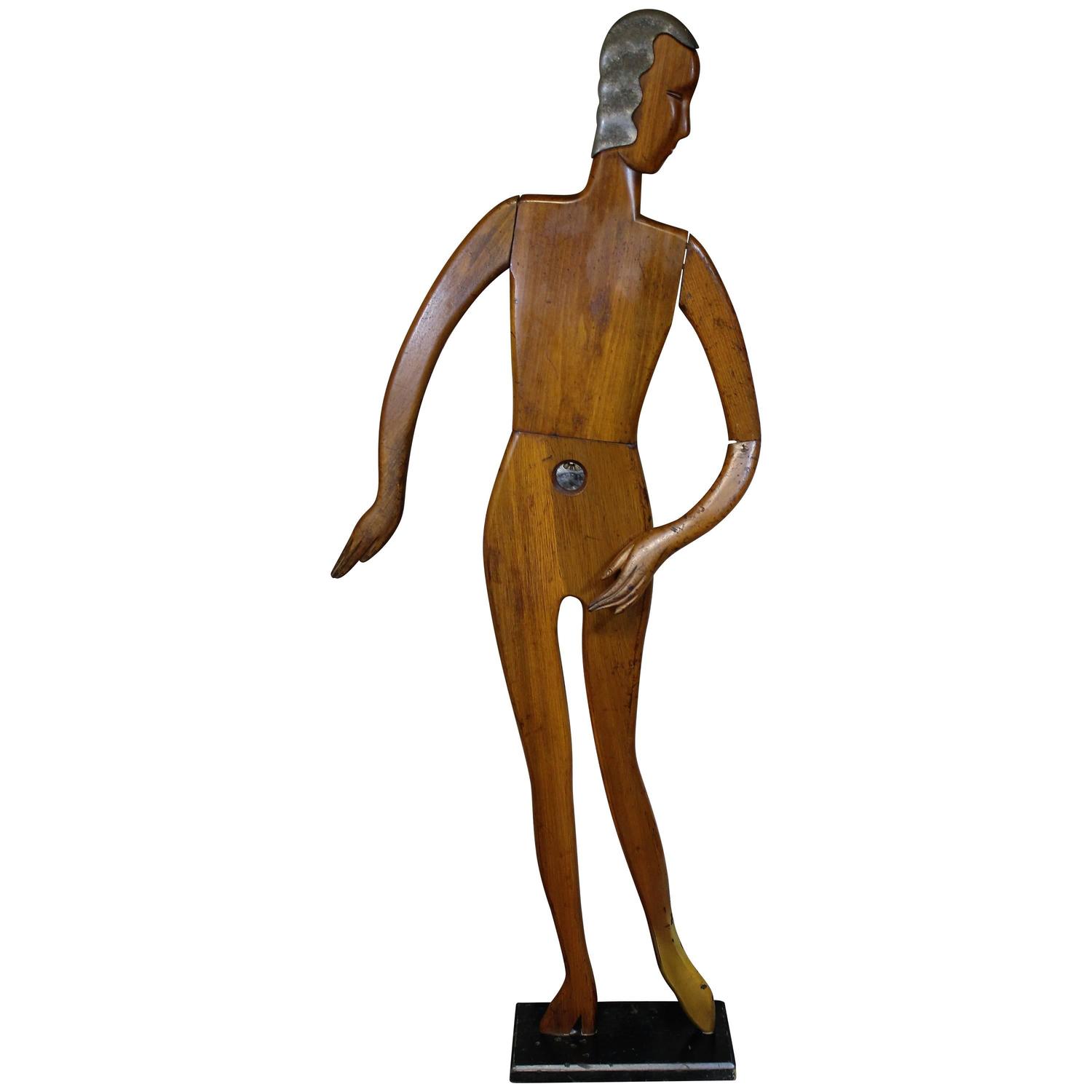 Art Deco Wood Store Display Mannequin For Sale at 1stdibs