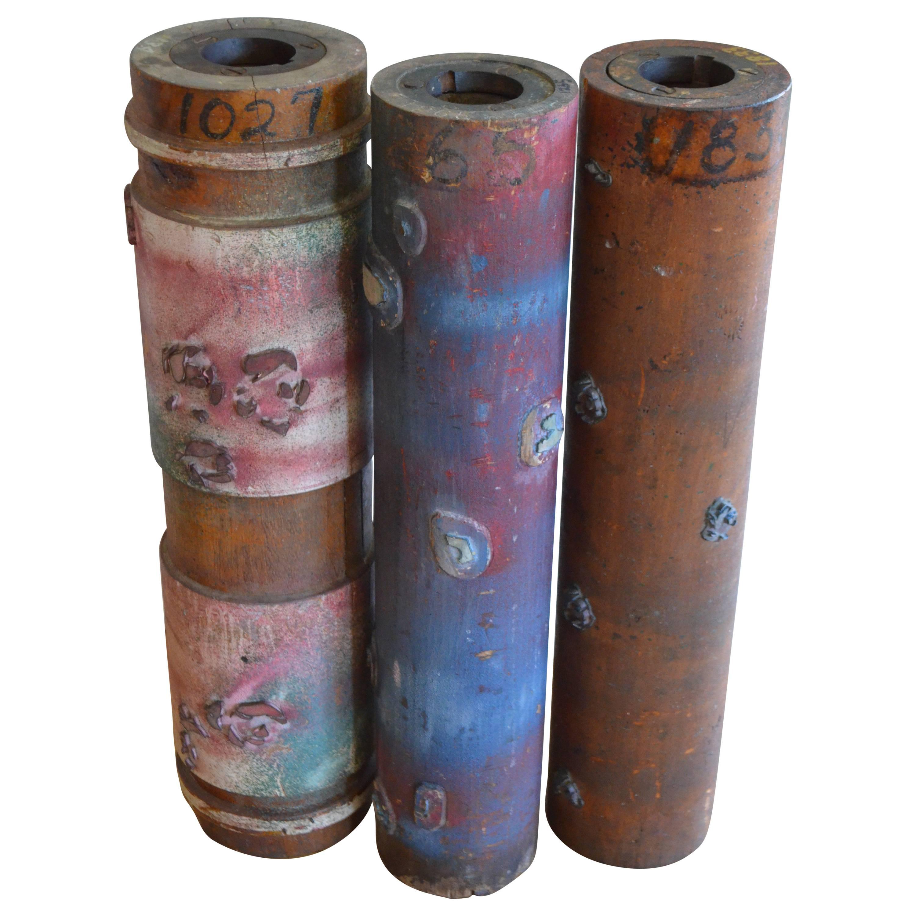 Wallpaper Printing Rollers as Industrial Artifacts/Vases, Set of Three
