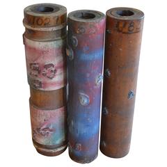 Wallpaper Printing Rollers as Industrial Artifacts/Vases, Set of Three