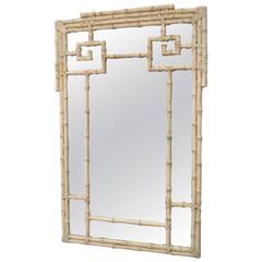 Italian Hollywood Regency Carved Wood Faux Bamboo Wall Mirror 7