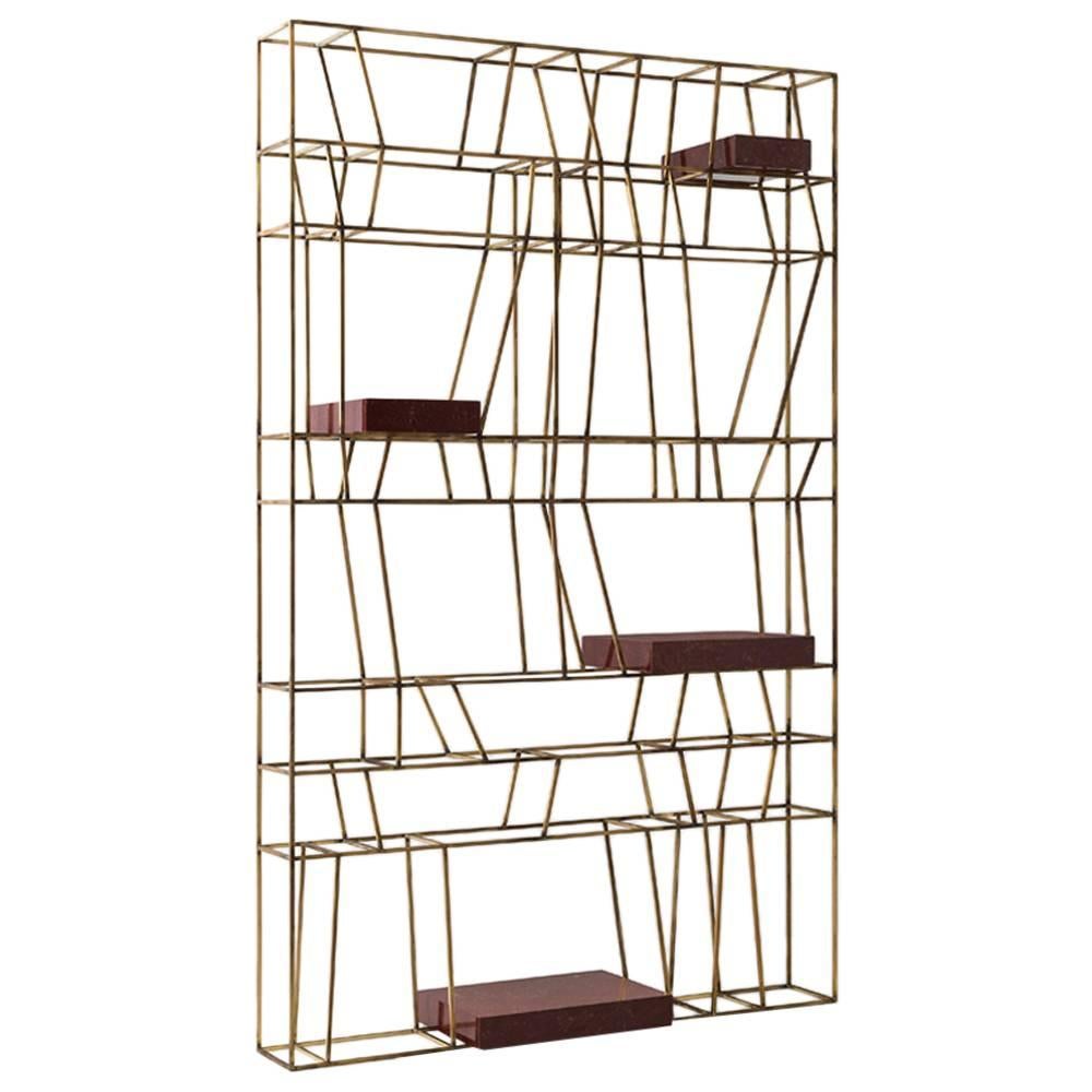 DIMORESTUDIO Libreria 003 Oxidized Brass Shelving Unit For Sale