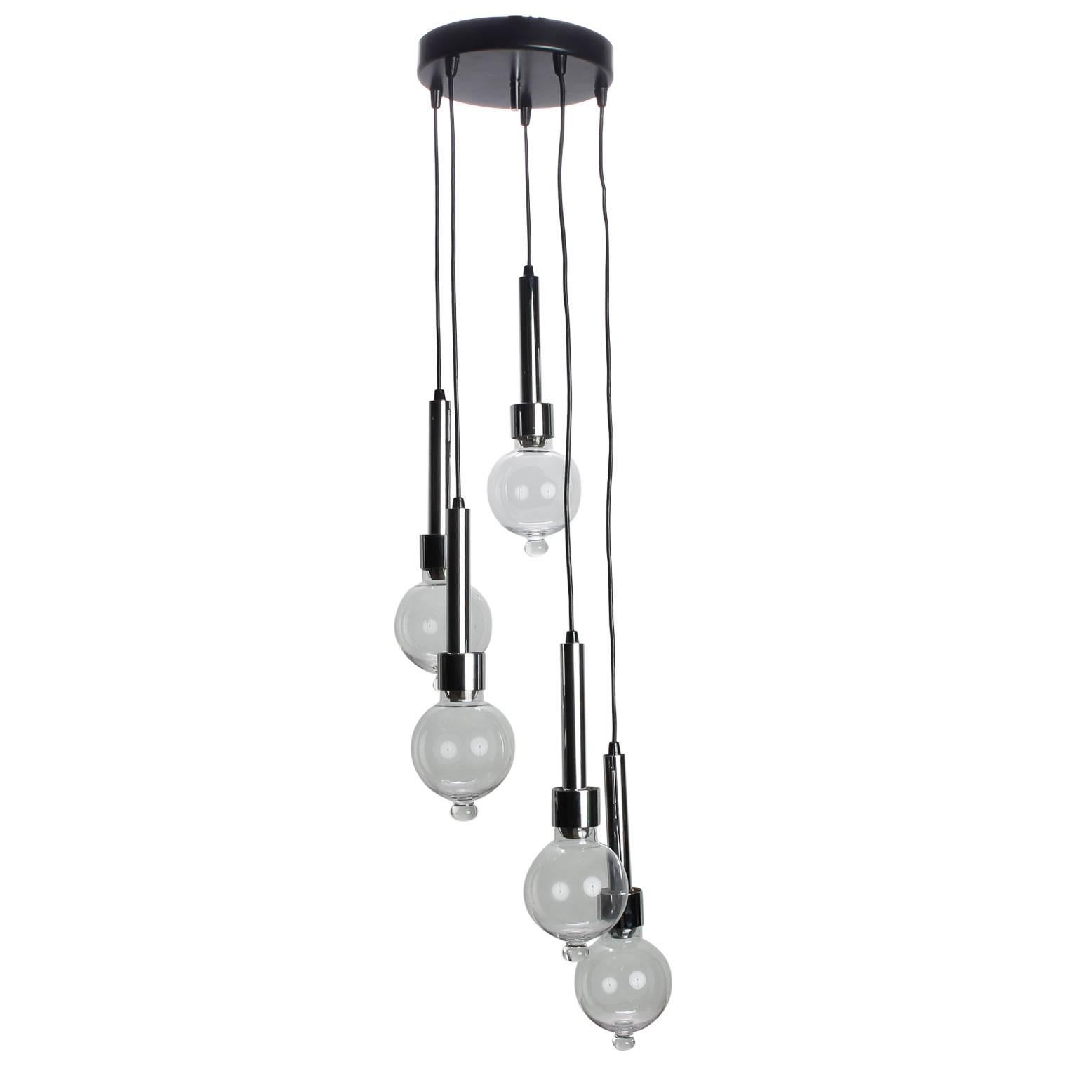 Mid-Century Five-Light Arteluce Style Cascading Light Fixture