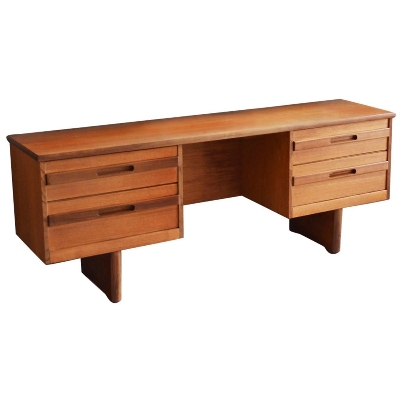 William Lawrence of Nottingham, 1970s, Mid-Century Desk with Slot Pull Drawers