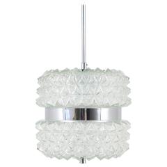 Beautiful Chrome and Faceted Glass Pendant Light from the 1960s