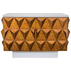 Outstanding Brutalist Diamond Relief Nightstand or End Table