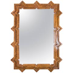 1960s Faux Tortoise Finish Extra Large Brutalist Mirror