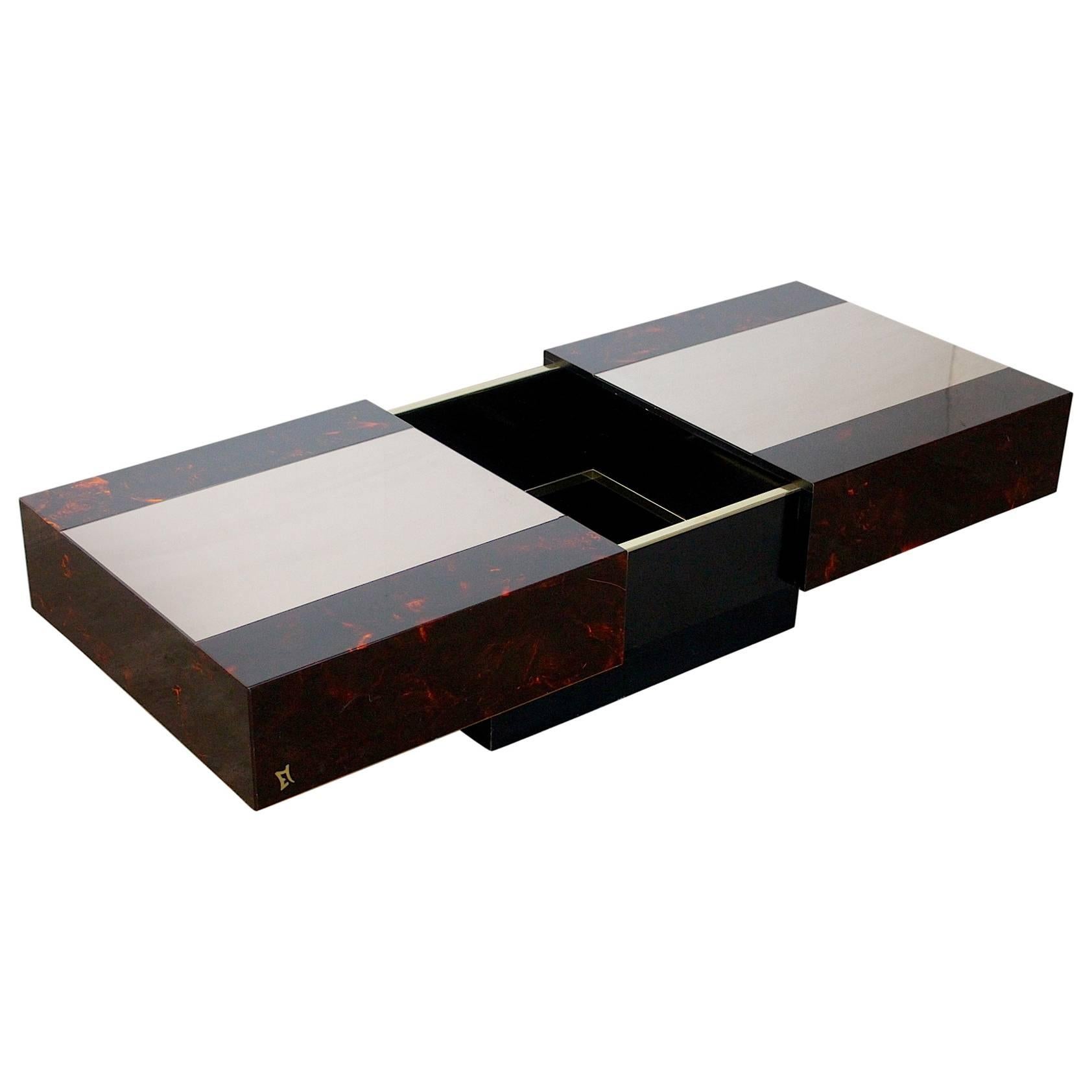 Eric Maville Sliding Coffee Table with Liquor Storage at 1stDibs