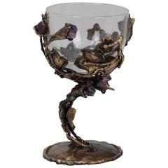 Mid-Century Goblet with Handcrafted Metal and Amethyst Base 2
