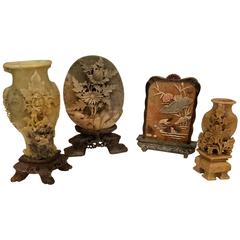 Collection of Four Chinese Carved Soapstone Pieces
