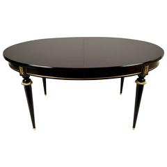 French Louis XVI-style Ebonized Oval Dining Table