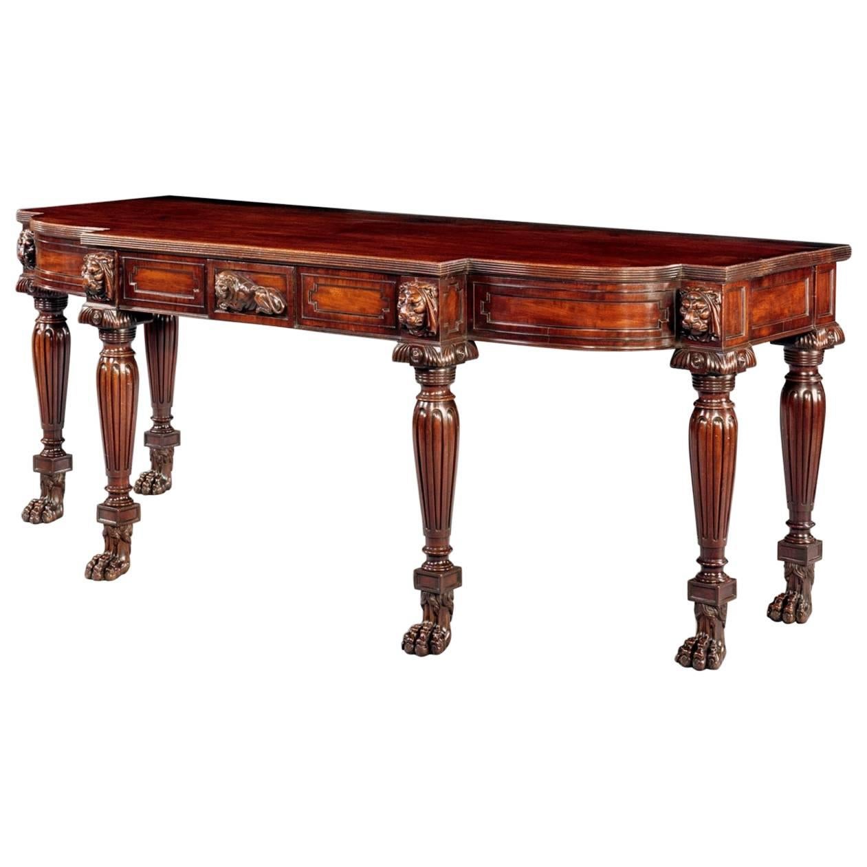 Regency Carved Mahogany Side Table For Sale