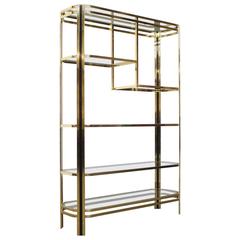 Brass Etagere or Showcase Vitrine in the Style of Romeo Rega