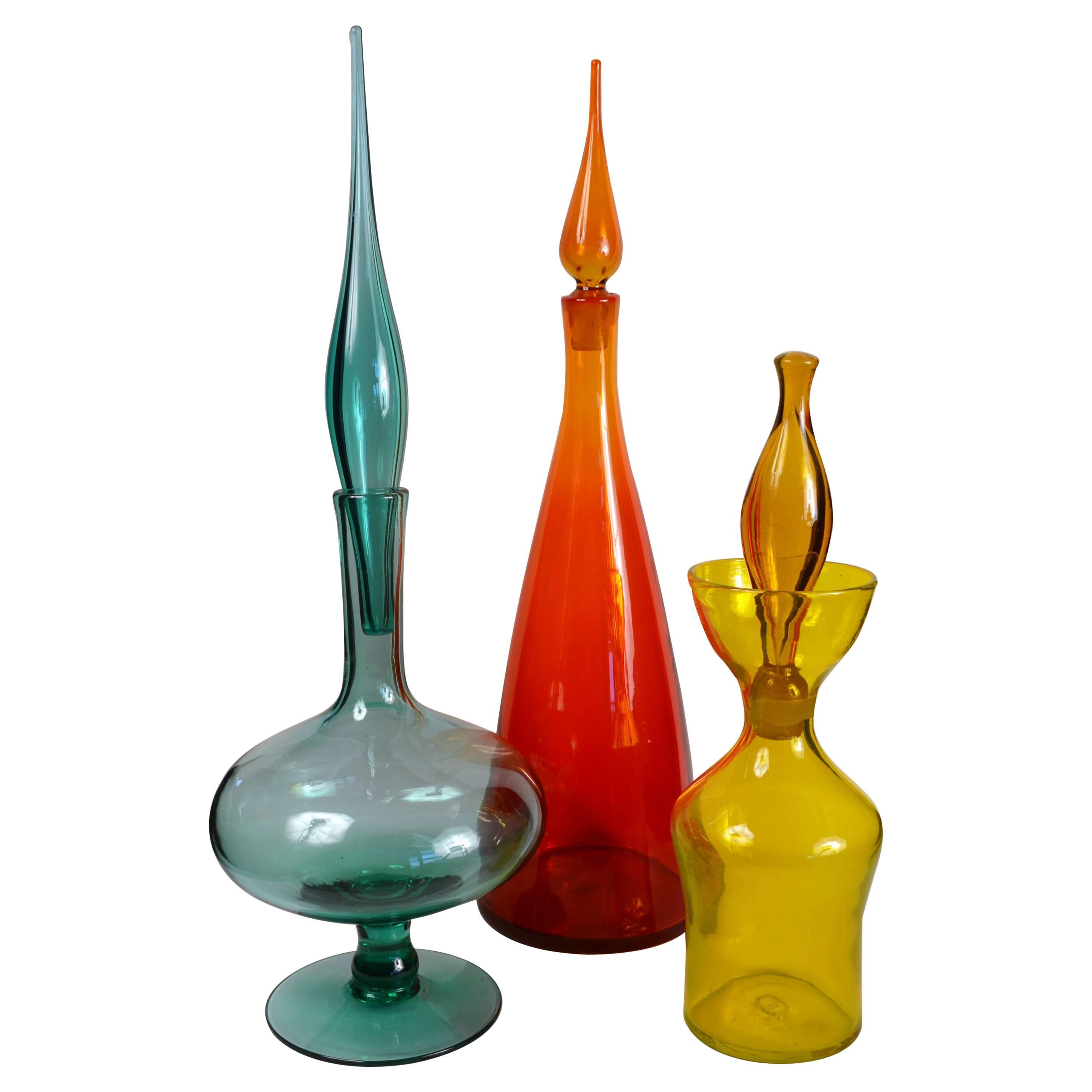 Collection of Blenko Decanters