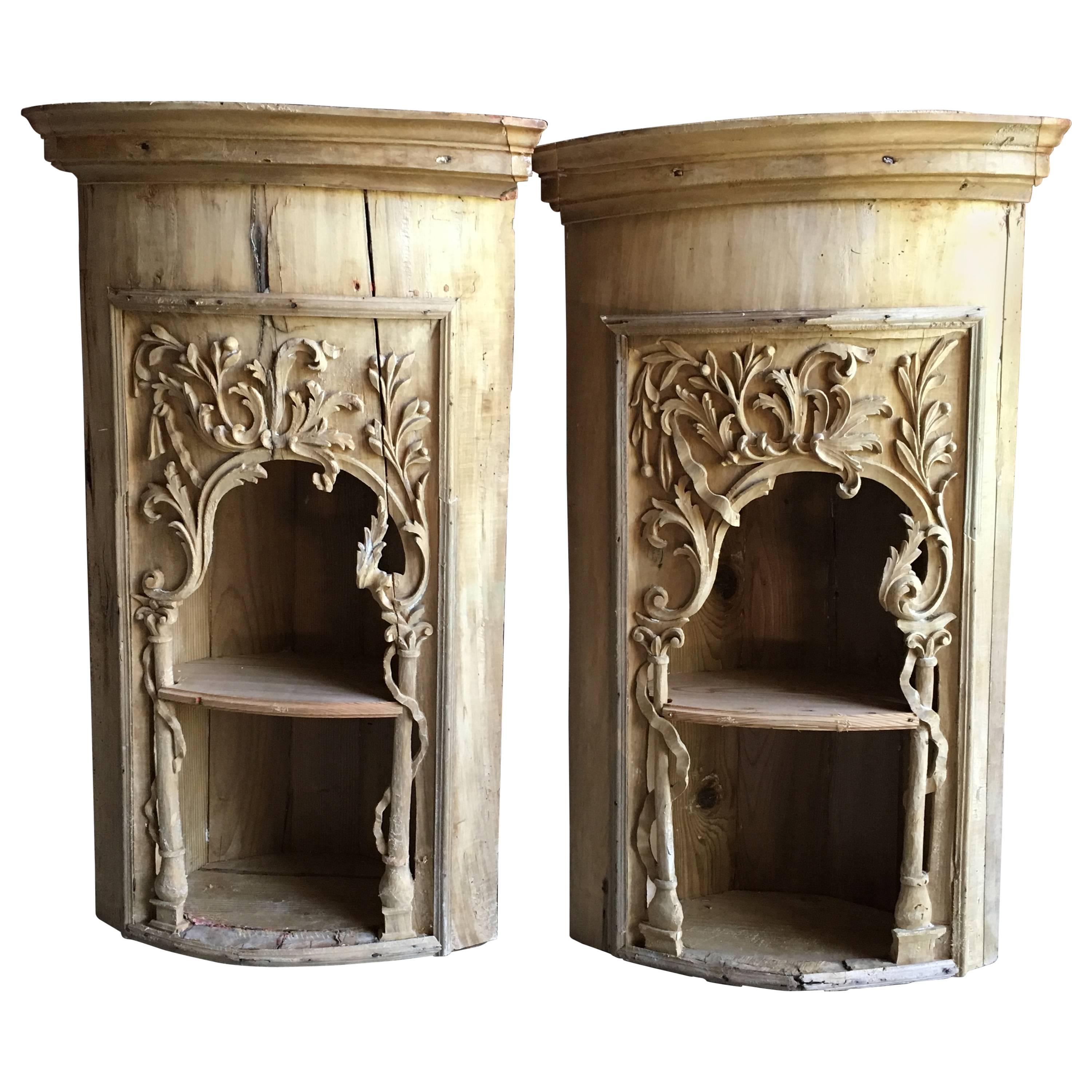 Pair of 18th Century Italian Corner Cabinets