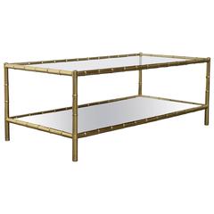 Impressive Two-Tiered Faux Bamboo Coffee Table Jacques Adnet Maison Baques style 6