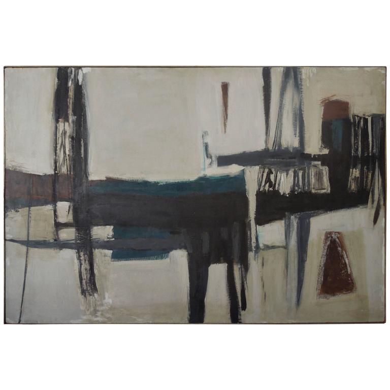 Large Spectacular Mid-Century Modern British Abstract Painting by