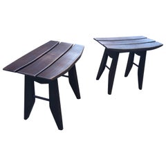 Guillerme & Chambron, 2 sgabelli in rovere annerito,  Edizione Votre Maison, 1960