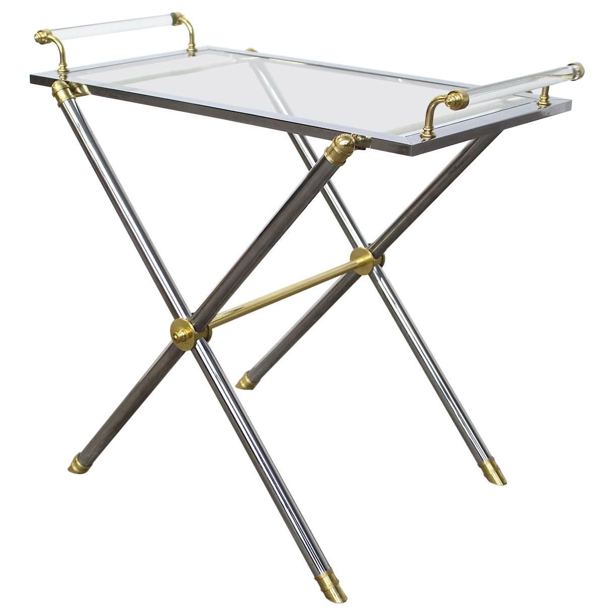 Serving Tray Table Brass and Glass by Charles Hollis Jones For Sale at