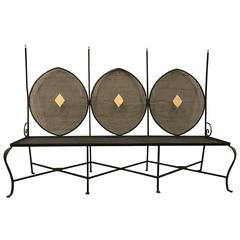 French Wrought Iron and Brass Bench 12