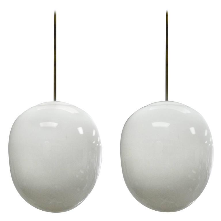 MidCentury Modern Milk Glass Pendants For Sale at 1stdibs
