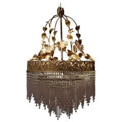 Italian Glass and Brass Chandelier 1