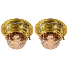 Two Jugendstil Ceiling Lamp with Cut-Glass
