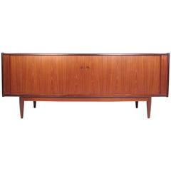 Mid-Century Modern Danish Teak Tambour Sideboard in the Style of Hans Wegner 11