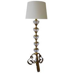Rare and Elegant Bronze and Cut Crystal Floor Lamp