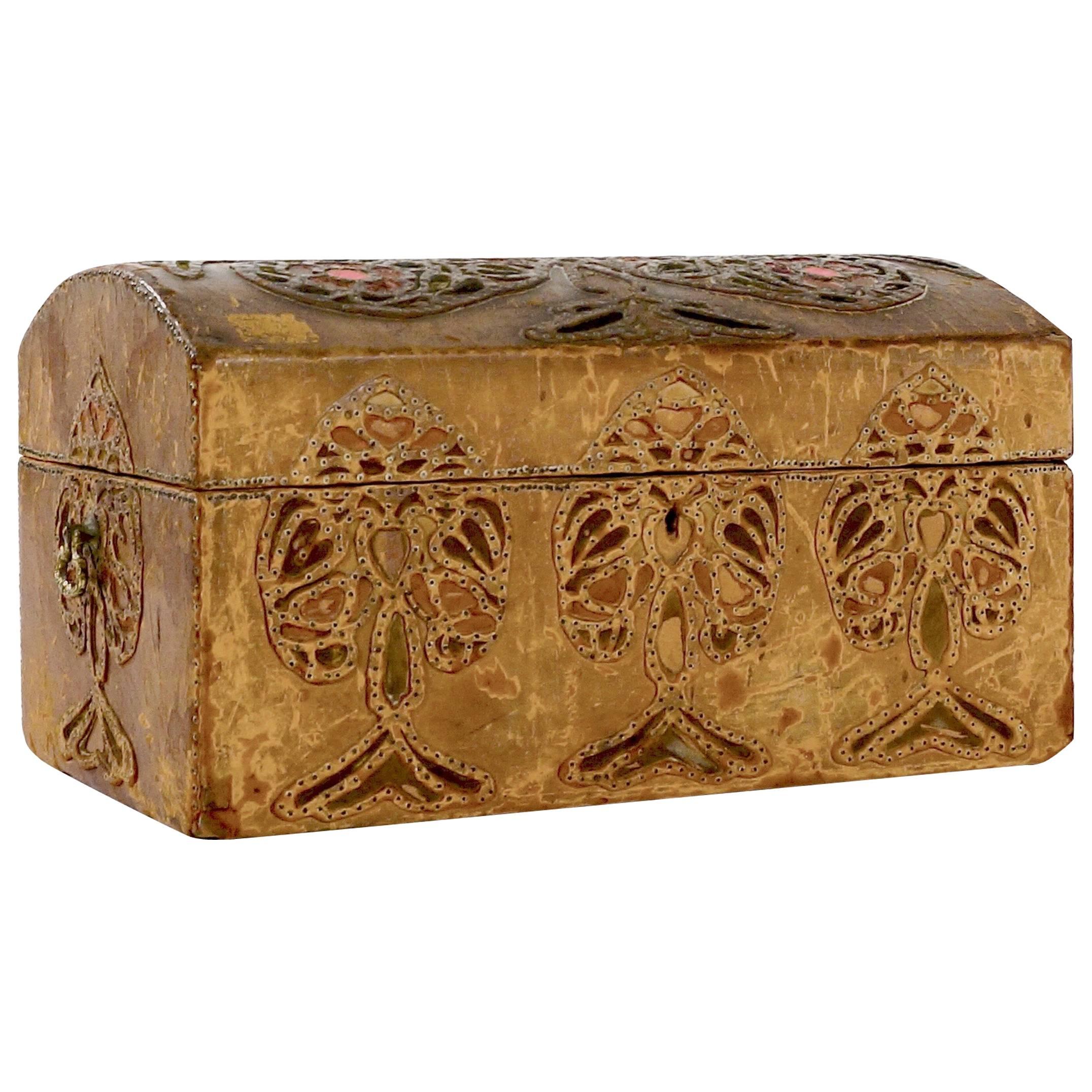 Rectangular Domed Leather Clad Jewelery Box