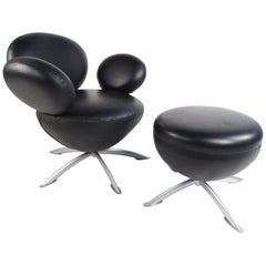 Swivel Lounge Chair With Ottoman after Arne Jacobsen