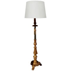 Gilt and Painted Wood Floor Lamp