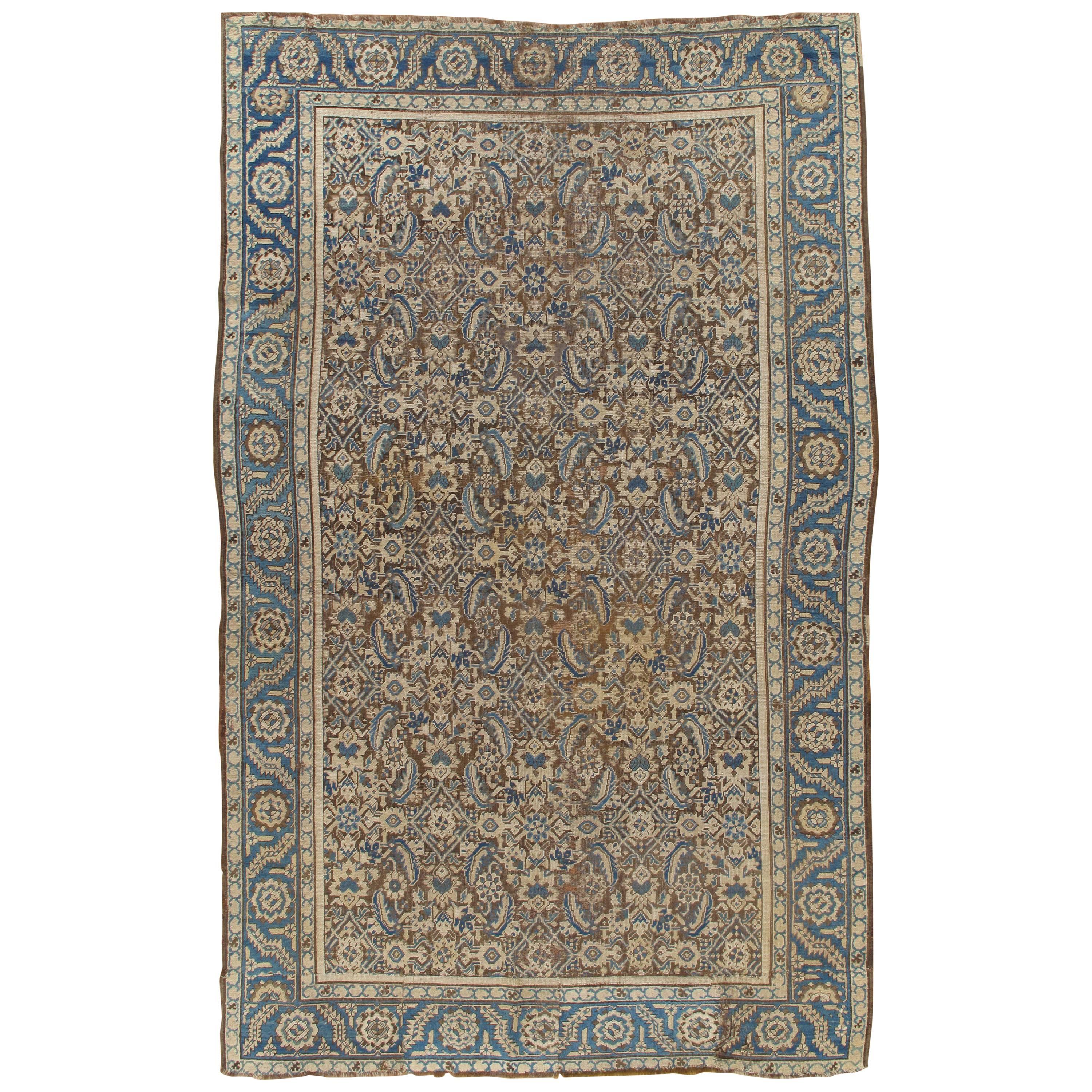 Antiker persischer, handgefertigter, orientalischer Teppich aus Wolle in Bakhshaish, Taupe