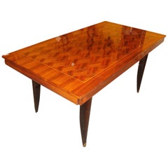 Italian Mid-Century Modern Parquetry Inlaid Dining Table Fine Exotic Wood