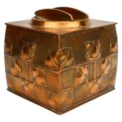 Antique Art Nouveau Archibald Knox Design Copper Humidor by Jenning Brothers