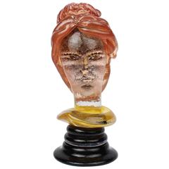 Large Kenneth Walker Carder Blown Glass Bust or Head of a Woman with Hair, 2001 9