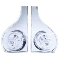 Pair of Ritts Astrolite Modern Abstract Lucite Bookends 6
