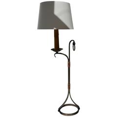Two Jacques Adnet Iron and Leather Floor Lamp, 1950s-1960s, France, Mid-Century 5