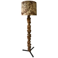 Unique and Highly Decorative Congolese Hardwood Tree Trunk Floor Lamp