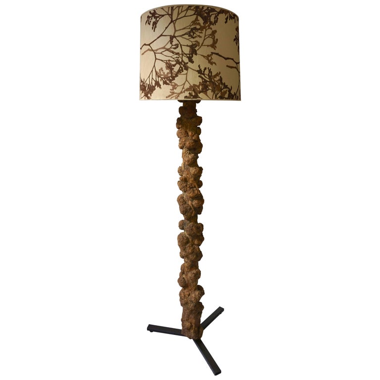 Lampada da terra con tronco d'albero in legno duro congolese, unica ed  estremamente decorativa in vendita su 1stDibs